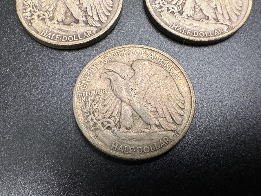 (3) Standing Walking Liberty Silver Half Dollars:  1940 S, 1941 S & 1941 S [Photo 9]