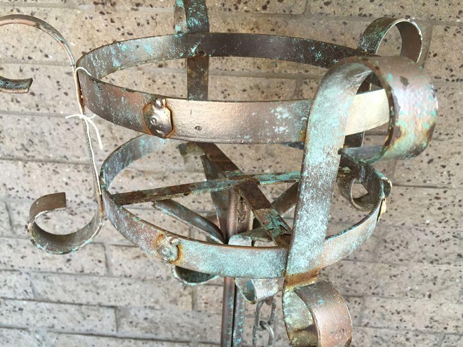 Vintage Tall Wrought Iron Planter with Chain [Photo 2]