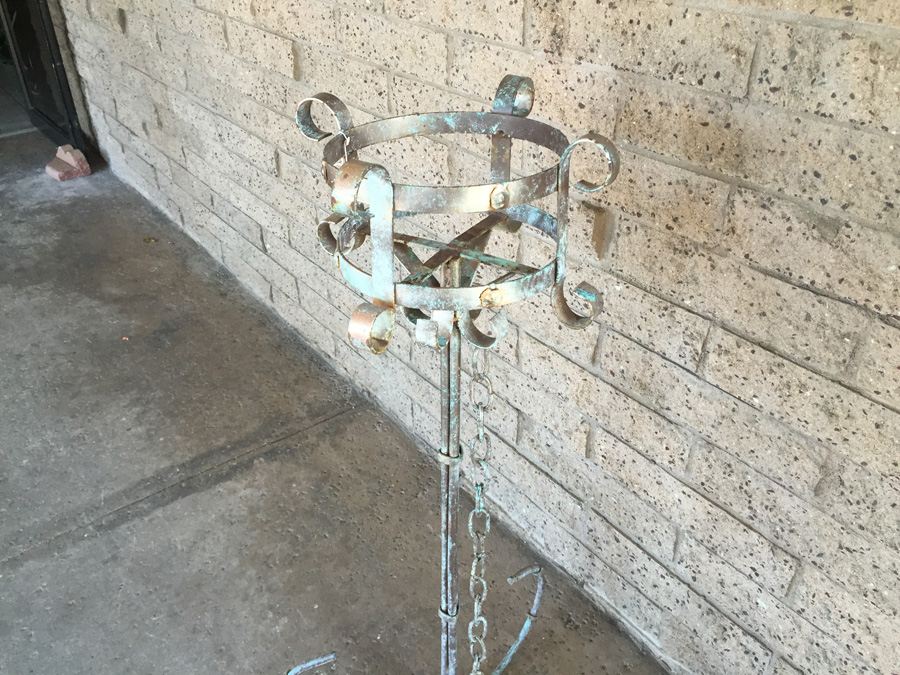 Vintage Tall Wrought Iron Planter with Chain [Photo 7]