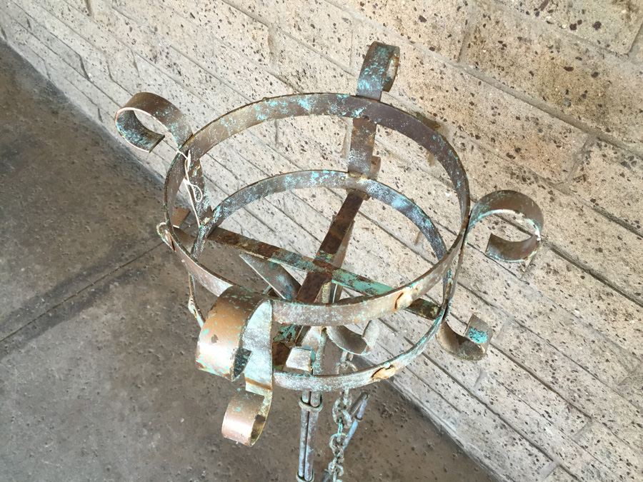 Vintage Tall Wrought Iron Planter with Chain [Photo 9]