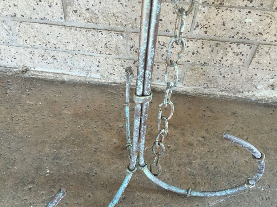 Vintage Tall Wrought Iron Planter with Chain [Photo 3]