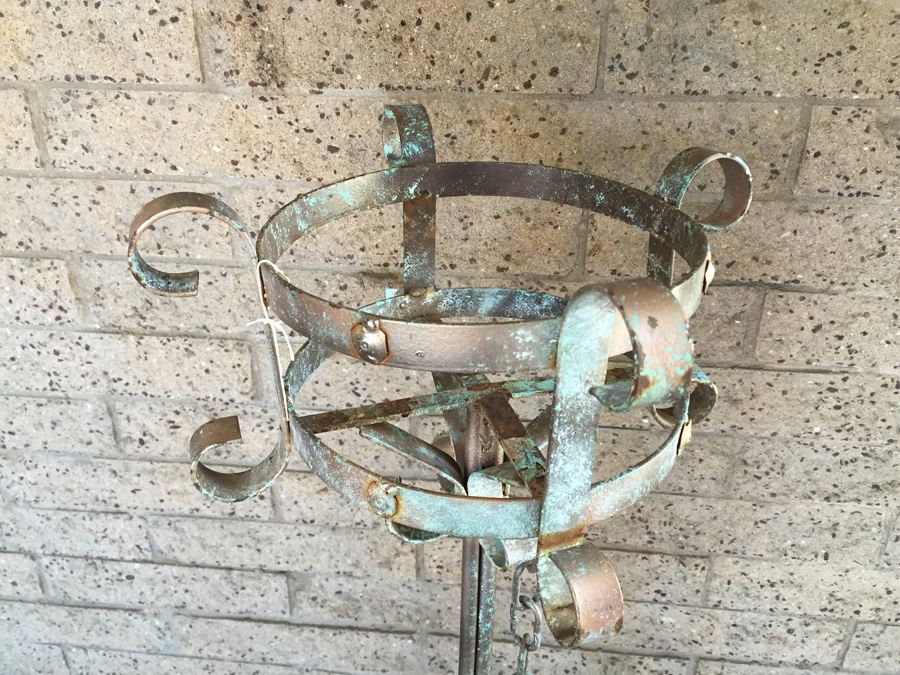 Vintage Tall Wrought Iron Planter with Chain [Photo 4]