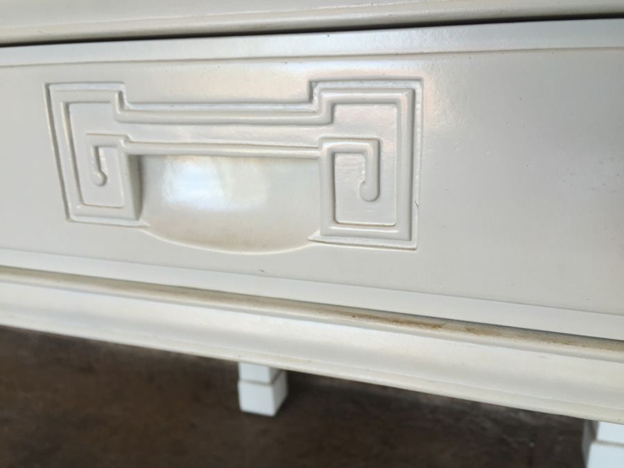 Asian Style End Table Painted White (Maybe Rosewood Under Paint) [Photo 9]