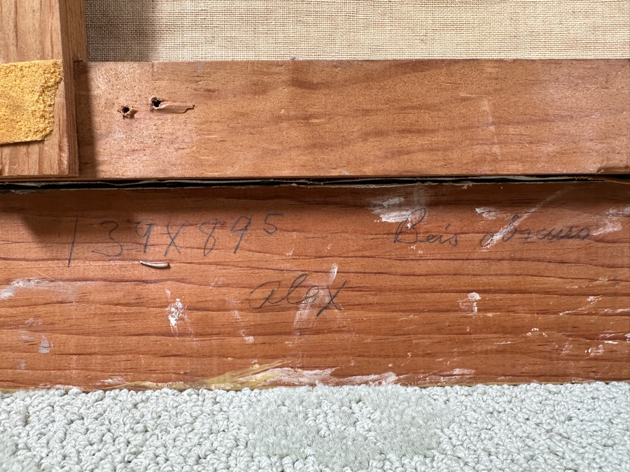 Stunning Original Oil Painting On Canvas Of Horses With Jockeys Racing At A Track Signed 'Bueno' 1962 Lower Right - Provenance From The Former Owner Of The Hotel Del Coronado 55 X 35 Framed 61.5 X 42 [Photo 12]