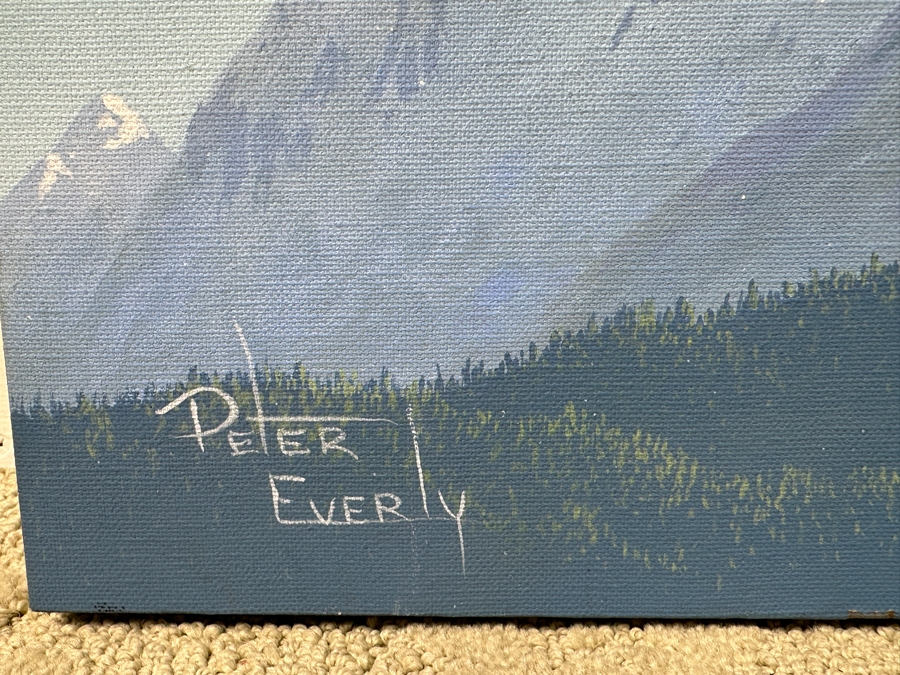 Peter Everly Original Acrylic Painting On Canvas Of Snowcapped Mountains With Mother And Child Imagery In Blue Sky Surrealist Painting 24 X 30 [Photo 7]