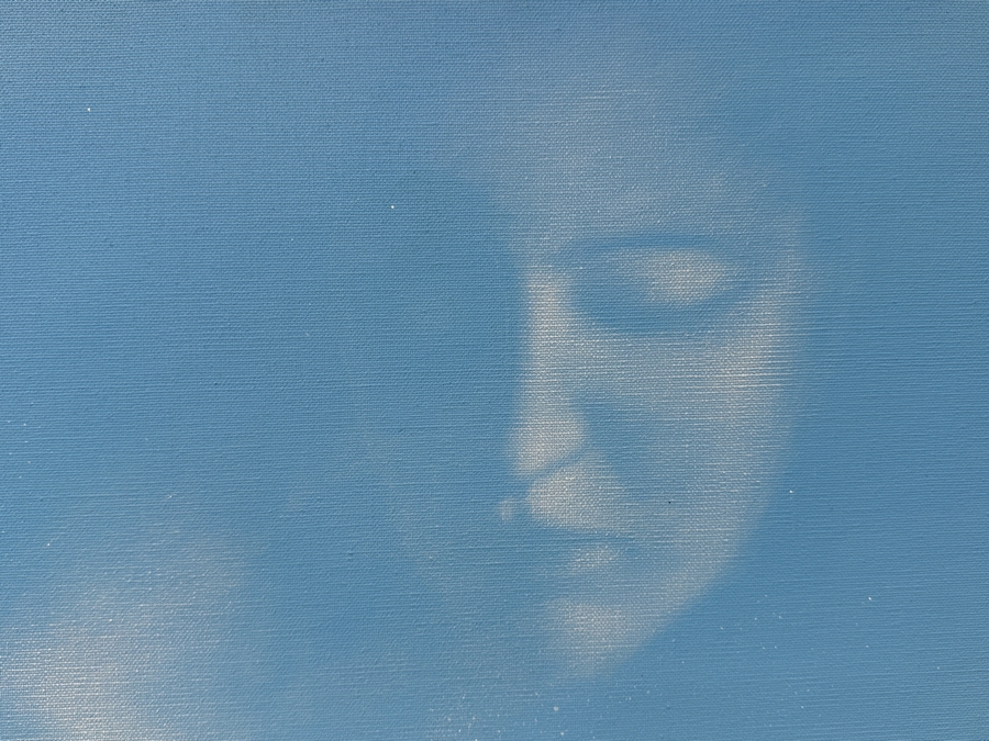 Peter Everly Original Acrylic Painting On Canvas Of Snowcapped Mountains With Mother And Child Imagery In Blue Sky Surrealist Painting 24 X 30 [Photo 3]