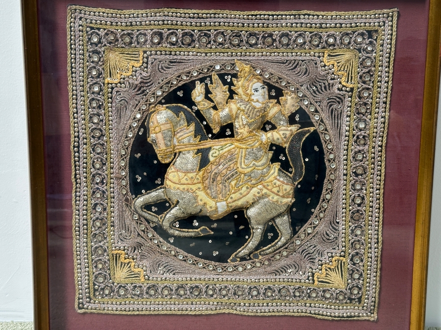 Just Added - Framed Burmese Kalaga Tapestry 24 X 24 [Photo 3]