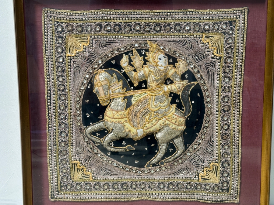 Just Added - Framed Burmese Kalaga Tapestry 24 X 24