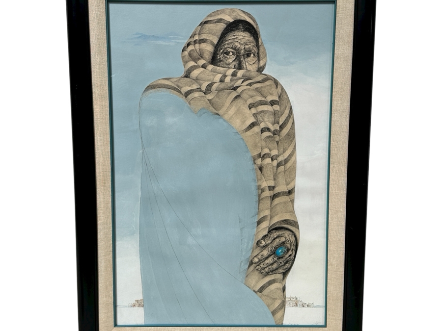 Just Added - Guillermo (GMO) Acevedo (1920-1988, Peruvian/American) Original Mixed Media Painting On Paper 24 X 36 Framed 32 X 44