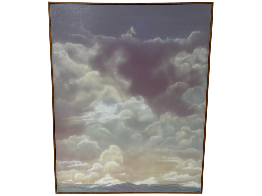 Just Added - Jim Warren (Born 1949, Florida) Original Oil On Canvas Seascape Painting Of The Sky And Clouds Signed Lower Right Dated 1980 48 X 60