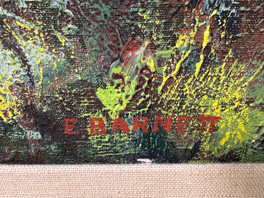 Just Added - Original Plein Air Oil Painting On Canvas Signed And Dated 1975 Verso E. Barnett Titled '# 170' 35.5 X 27.5 Framed 42.5 X 36 [Photo 6]