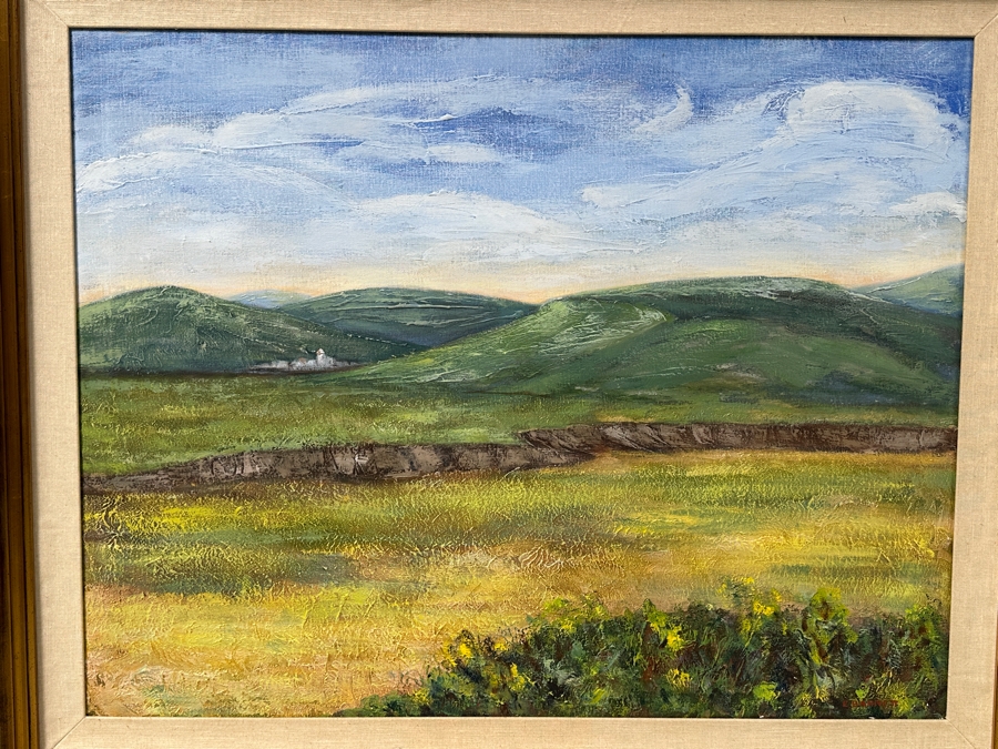 Just Added - Original Plein Air Oil Painting On Canvas Signed And Dated 1975 Verso E. Barnett Titled '# 170' 35.5 X 27.5 Framed 42.5 X 36 [Photo 3]