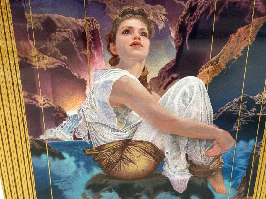 Just Added - Manuel Nunez Hand Signed Limited Edition 23k Gold Leaf Giclee Print Numbered 26 Of 175 15.5 X 27 Framed 32 X 43 [Photo 2]