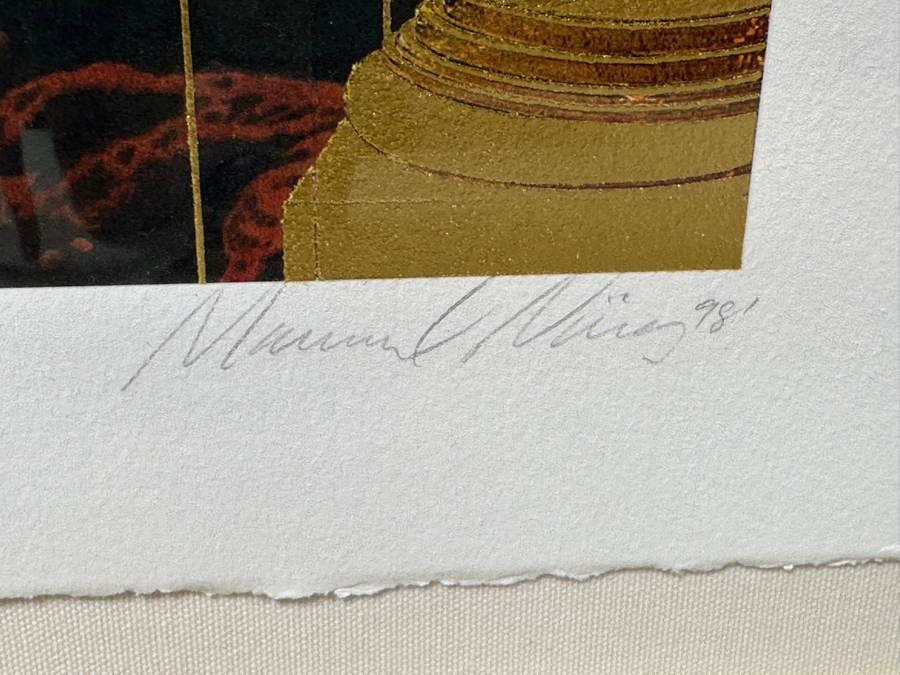 Just Added - Manuel Nunez Hand Signed Limited Edition 23k Gold Leaf Giclee Print Numbered 26 Of 175 15.5 X 27 Framed 32 X 43 [Photo 8]