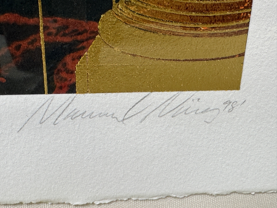 Just Added - Manuel Nunez Hand Signed Limited Edition 23k Gold Leaf Giclee Print Numbered 26 Of 175 15.5 X 27 Framed 32 X 43 [Photo 7]