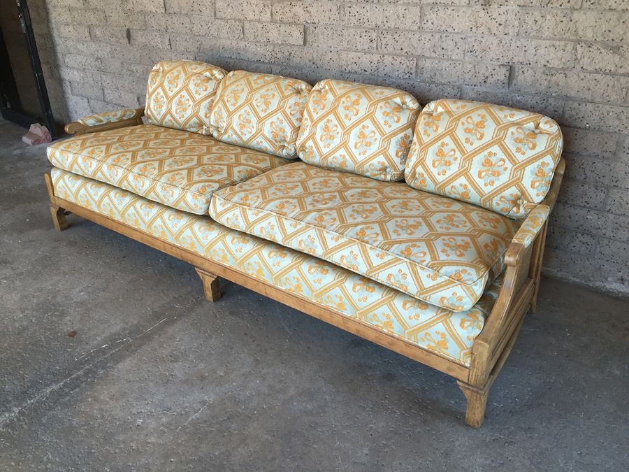 Cushioned Sofa With Cane Back and Cane Sides (Very Heavy and Solid) [Photo 2]