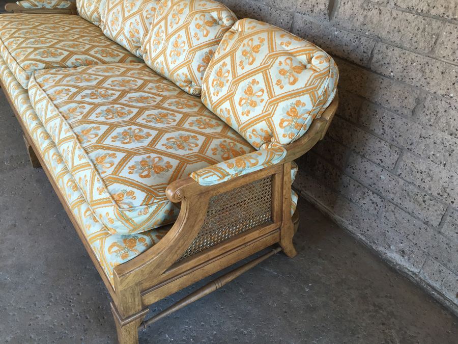 Cushioned Sofa With Cane Back and Cane Sides (Very Heavy and Solid) [Photo 3]