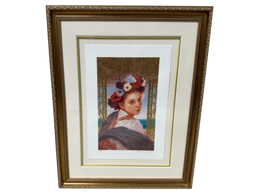 Just Added - Manuel Nunez Hand Signed Limited Edition 23k Gold Leaf Giclee Print Numbered 19 Of 125 10 X 16 Framed 24 X 31 [Photo 3]