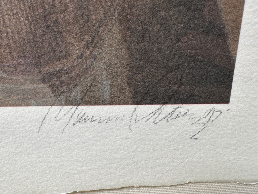 Just Added - Manuel Nunez Hand Signed Limited Edition 23k Gold Leaf Giclee Print Numbered 46 Of 50 9.5 X 18.5 Framed 23 X 33	 [Photo 7]