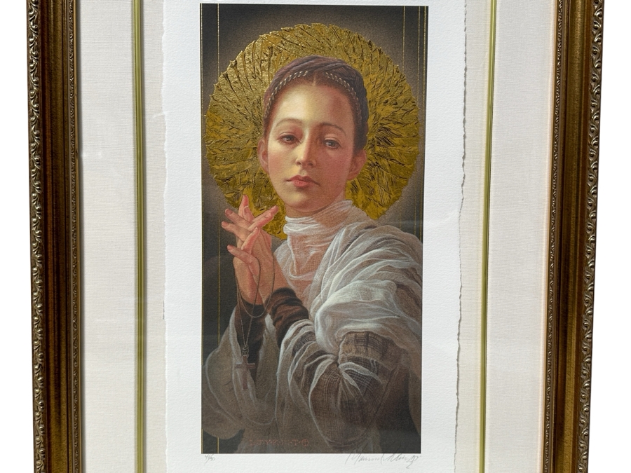 Just Added - Manuel Nunez Hand Signed Limited Edition 23k Gold Leaf Giclee Print Numbered 46 Of 50 9.5 X 18.5 Framed 23 X 33	