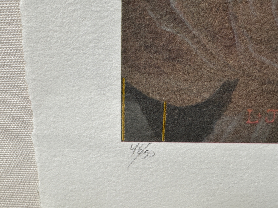 Just Added - Manuel Nunez Hand Signed Limited Edition 23k Gold Leaf Giclee Print Numbered 46 Of 50 9.5 X 18.5 Framed 23 X 33	 [Photo 8]