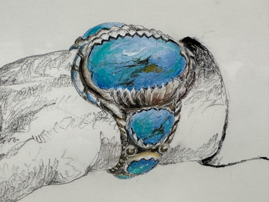 Just Added - Guillermo (GMO) Acevedo (1920-1988, Peruvian/American) Original Mixed Media Painting On Paper 30 X 22 Framed 39 X 31.5 [Photo 7]