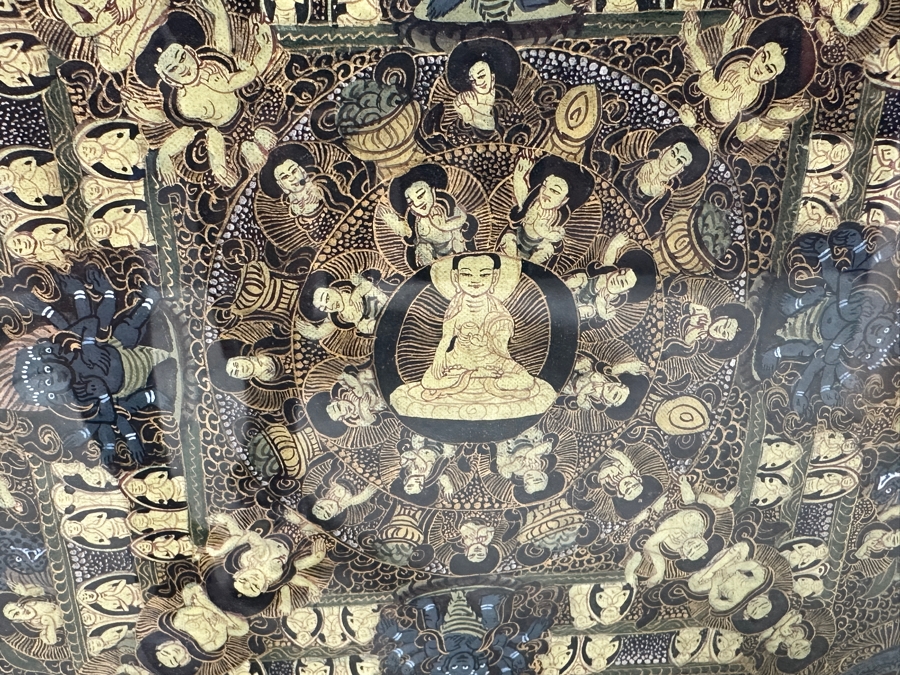 Just Added - Five Mandala Original Hand Painted Tibetan Thangka Painting 29 X 40 Framed 36 X 46 [Photo 13]