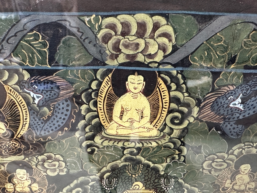 Just Added - Five Mandala Original Hand Painted Tibetan Thangka Painting 29 X 40 Framed 36 X 46 [Photo 4]