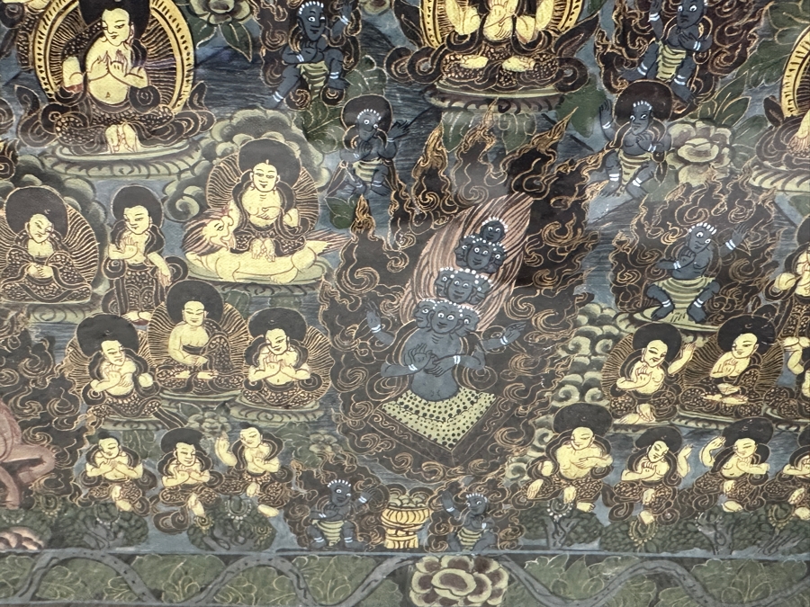 Just Added - Five Mandala Original Hand Painted Tibetan Thangka Painting 29 X 40 Framed 36 X 46 [Photo 16]