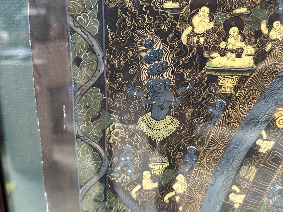 Just Added - Five Mandala Original Hand Painted Tibetan Thangka Painting 29 X 40 Framed 36 X 46 [Photo 10]