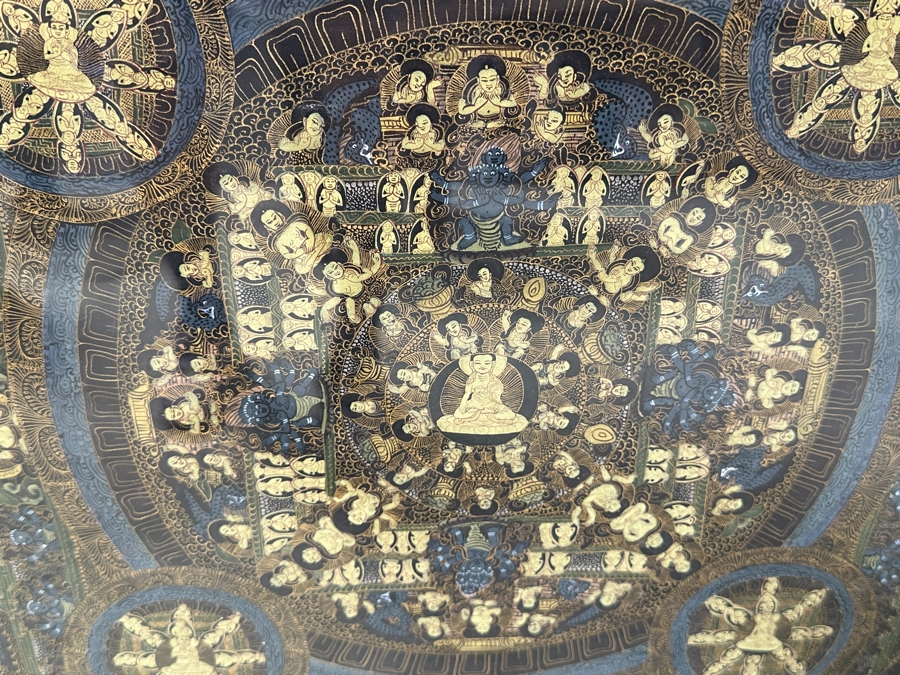 Just Added - Five Mandala Original Hand Painted Tibetan Thangka Painting 29 X 40 Framed 36 X 46 [Photo 11]