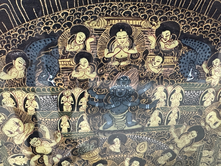 Just Added - Five Mandala Original Hand Painted Tibetan Thangka Painting 29 X 40 Framed 36 X 46 [Photo 12]