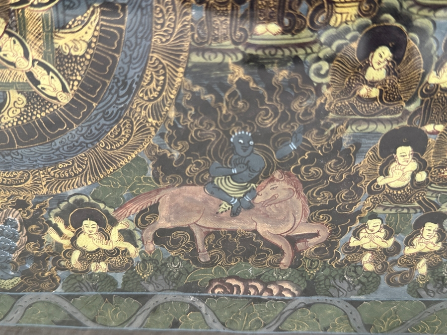 Just Added - Five Mandala Original Hand Painted Tibetan Thangka Painting 29 X 40 Framed 36 X 46 [Photo 15]