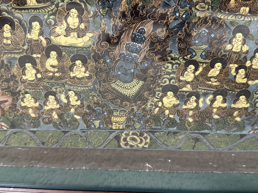 Just Added - Five Mandala Original Hand Painted Tibetan Thangka Painting 29 X 40 Framed 36 X 46 [Photo 17]