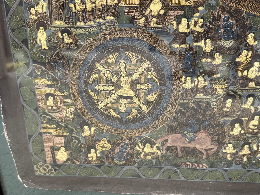 Just Added - Five Mandala Original Hand Painted Tibetan Thangka Painting 29 X 40 Framed 36 X 46 [Photo 14]