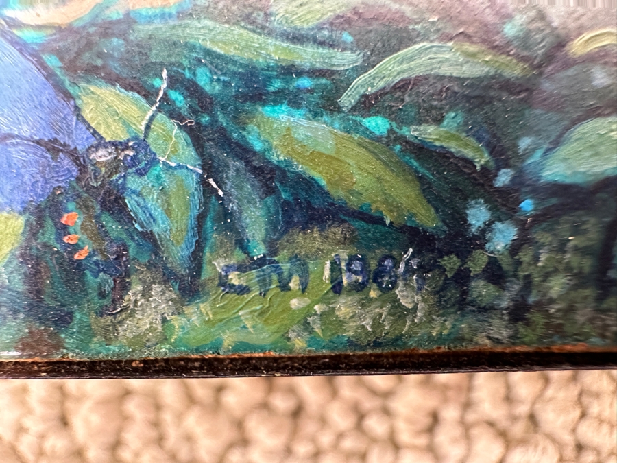 Cliff McReynolds (B. 1933, California) Original Acrylic Painting On Canvas Titled 'The Gardens III' Dated 1984 And Written On Verso 'God Bless All Who See This Work' 12 X 9 [Photo 12]