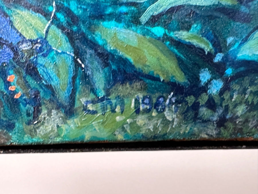 Cliff McReynolds (B. 1933, California) Original Acrylic Painting On Canvas Titled 'The Gardens III' Dated 1984 And Written On Verso 'God Bless All Who See This Work' 12 X 9 [Photo 15]