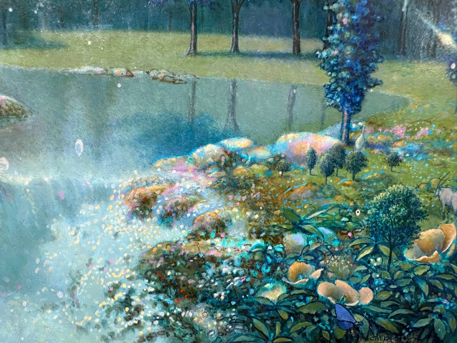 Cliff McReynolds (B. 1933, California) Original Acrylic Painting On Canvas Titled 'The Gardens III' Dated 1984 And Written On Verso 'God Bless All Who See This Work' 12 X 9 [Photo 7]