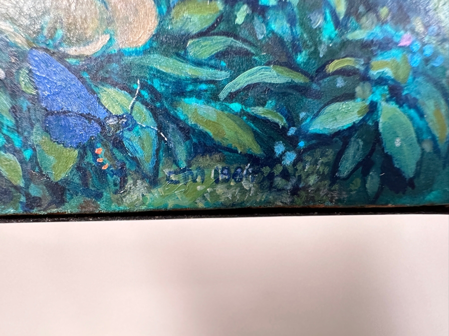 Cliff McReynolds (B. 1933, California) Original Acrylic Painting On Canvas Titled 'The Gardens III' Dated 1984 And Written On Verso 'God Bless All Who See This Work' 12 X 9 [Photo 14]