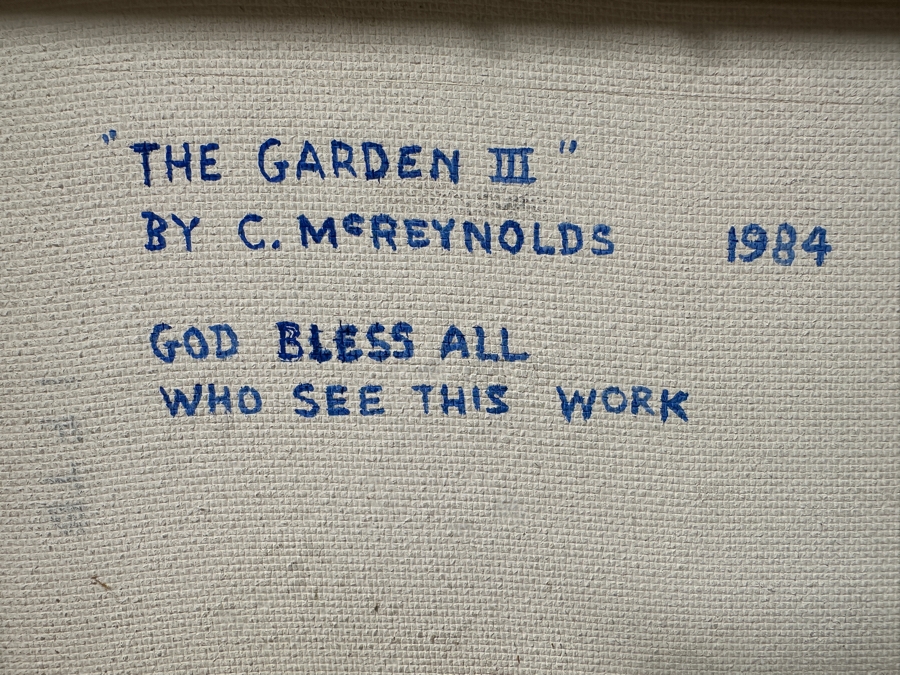Cliff McReynolds (B. 1933, California) Original Acrylic Painting On Canvas Titled 'The Gardens III' Dated 1984 And Written On Verso 'God Bless All Who See This Work' 12 X 9 [Photo 17]