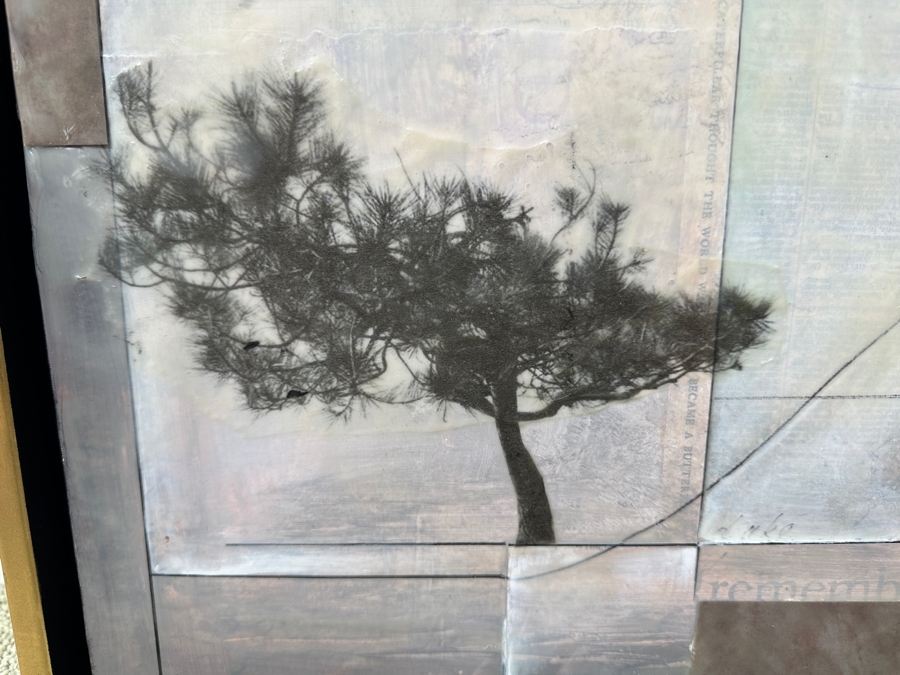 Just Added - Diane Uke Original Mixed Media Torrey Pine Painting On Canvas Signed Verso Dated 2014 12 X 12 [Photo 2]