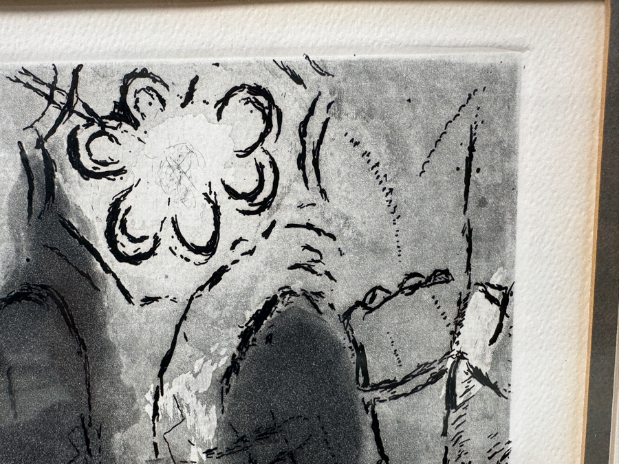 Marc Chagall (1887-1985, Russian) Original Etching Titled 'Fables Of La Fontaine (The Marriage)' 9 X 13 Framed 15 X 19 [Photo 6]