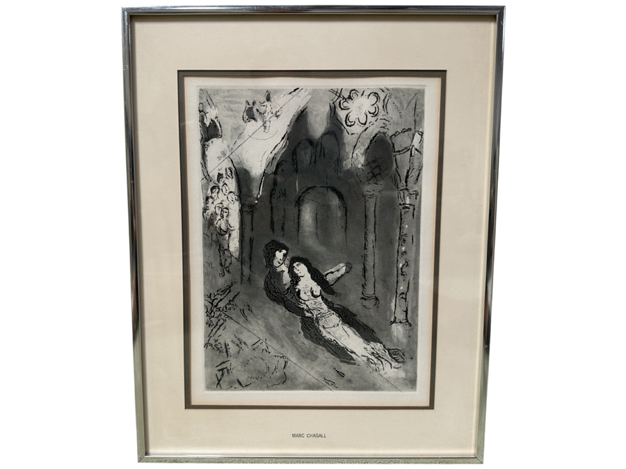 Marc Chagall (1887-1985, Russian) Original Etching Titled 'Fables Of La Fontaine (The Marriage)' 9 X 13 Framed 15 X 19 [Photo 2]