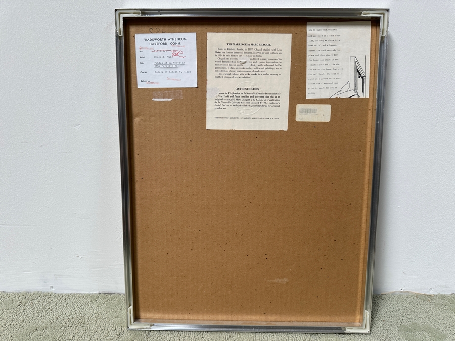 Marc Chagall (1887-1985, Russian) Original Etching Titled 'Fables Of La Fontaine (The Marriage)' 9 X 13 Framed 15 X 19 [Photo 9]