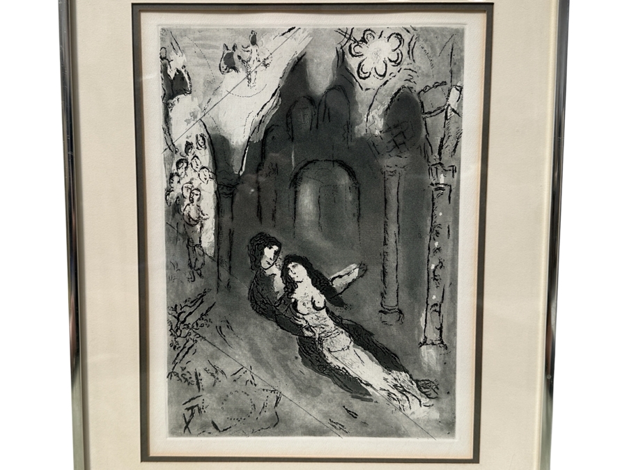Marc Chagall (1887-1985, Russian) Original Etching Titled 'Fables Of La Fontaine (The Marriage)' 9 X 13 Framed 15 X 19