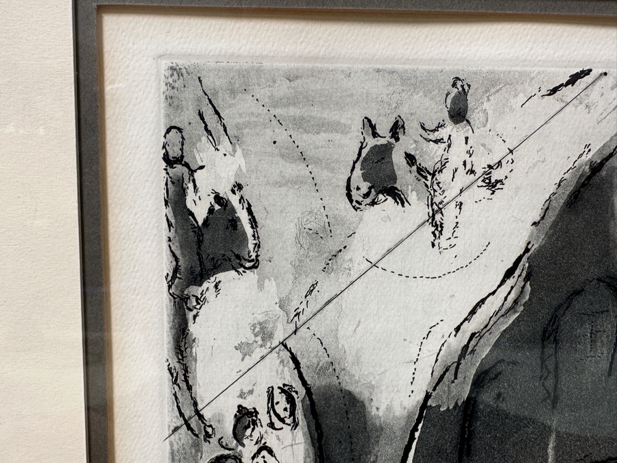 Marc Chagall (1887-1985, Russian) Original Etching Titled 'Fables Of La Fontaine (The Marriage)' 9 X 13 Framed 15 X 19 [Photo 5]