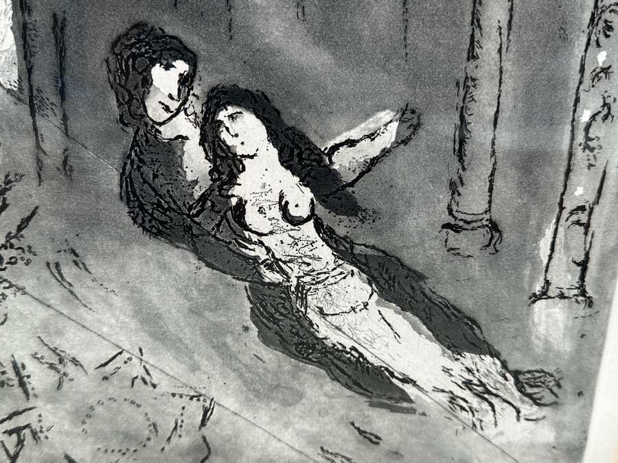 Marc Chagall (1887-1985, Russian) Original Etching Titled 'Fables Of La Fontaine (The Marriage)' 9 X 13 Framed 15 X 19 [Photo 3]
