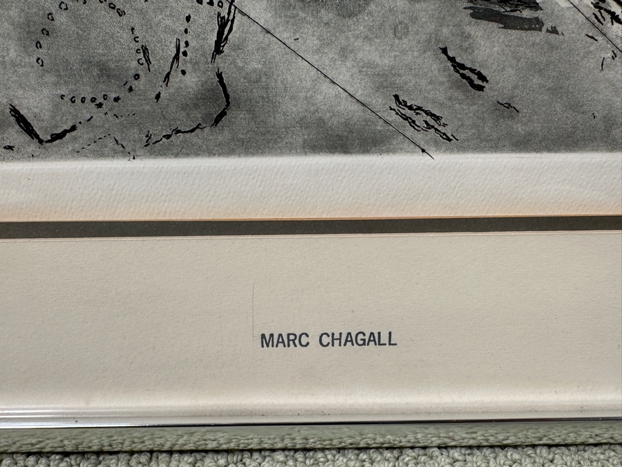 Marc Chagall (1887-1985, Russian) Original Etching Titled 'Fables Of La Fontaine (The Marriage)' 9 X 13 Framed 15 X 19 [Photo 8]