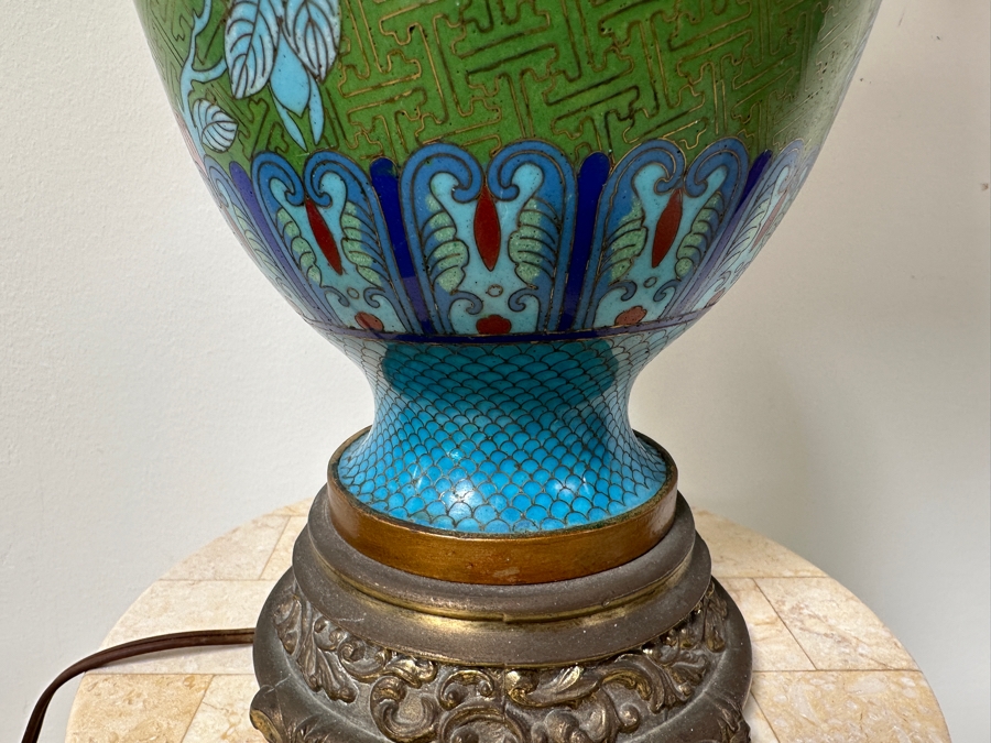 Just Added - Vintage Chinese Cloisonne Vase Table Lamp 30H [Photo 6]