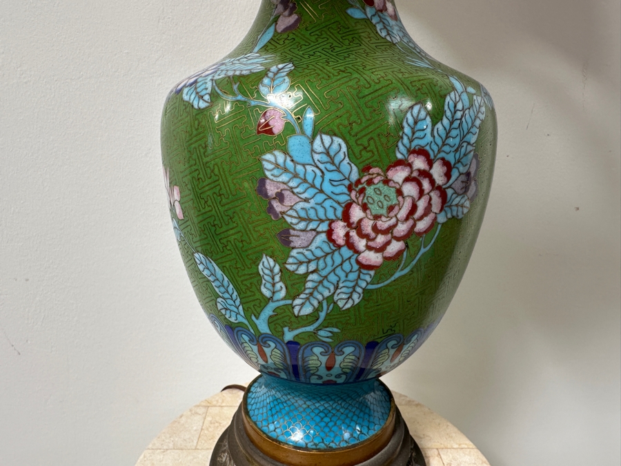 Just Added - Vintage Chinese Cloisonne Vase Table Lamp 30H [Photo 3]